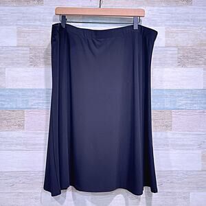 CHICOS Stretchy Jersey Knit Pull On Skirt Black Knee Length Casual Womens XL 3